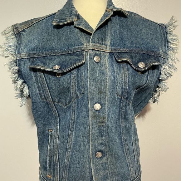 Vintage 1980's Harley Davidson Patriotic American Flag Denim Biker Vest size XXL - Picture 3 of 7